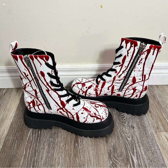 Dolls Kill TRICKZ N' TREATZ SCREAM QUEEN COMBAT BOOTS Size 9 Platform Gothic - Picture 6 of 15